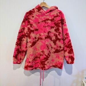 ASOS 4505 Ski Tie Dye Borg Mock Hooded Top Sweatshirt Teddy Pullover Size 6 / M